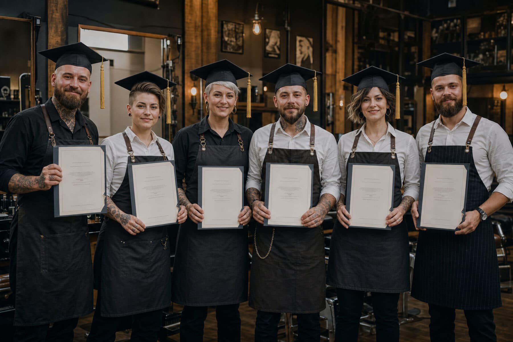 Výuka na rekvalifikačním kurzu Barber School